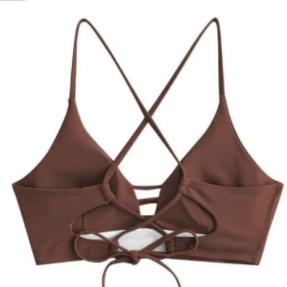 ZAFUL Women’s Sexy Triangle Bikini Top Spaghetti Strap Crisscross Swimsuit 8-10 - Picture 3 of 8